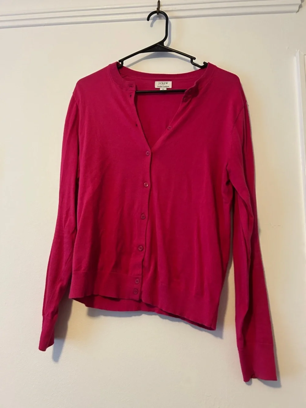 J. Crew Fuchsia Shell and  Button Cardigan Set, Size Medium